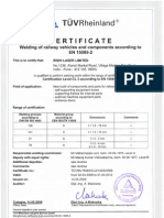 Certificate of Tuv Rehiland 15085-2