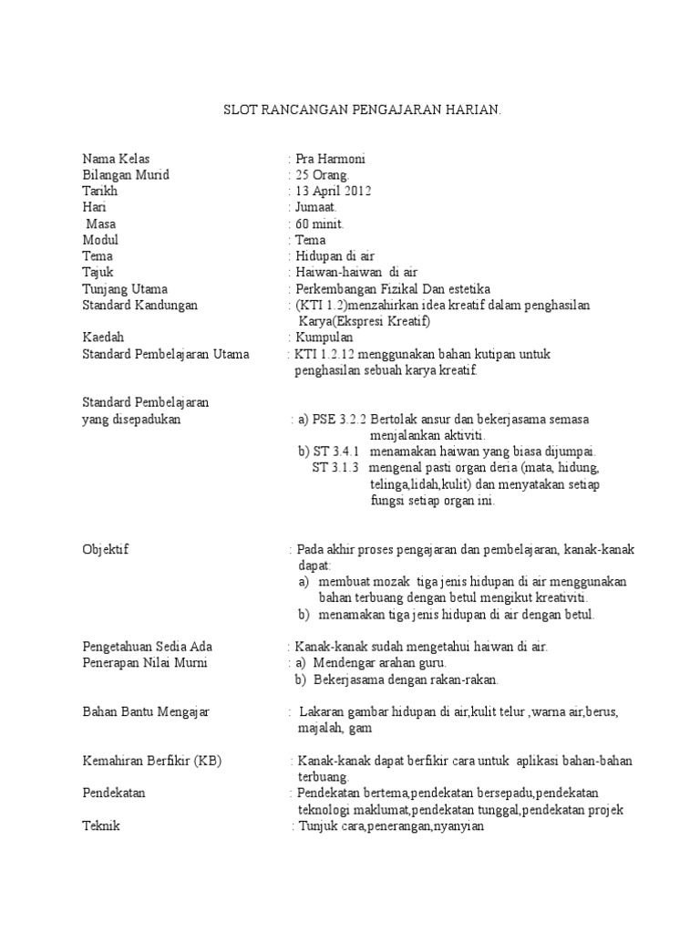 Contoh Rph Perkembangan Fizikal Dan Estetika Pdf