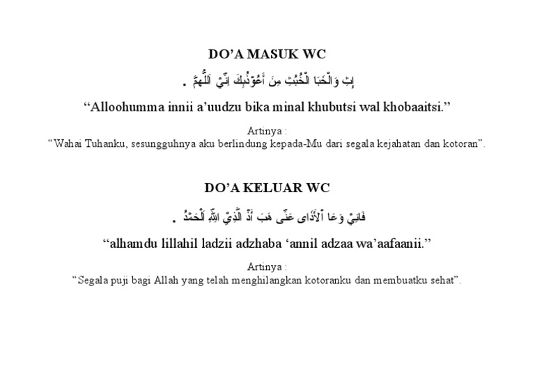Doa Masuk Keluar WC | PDF
