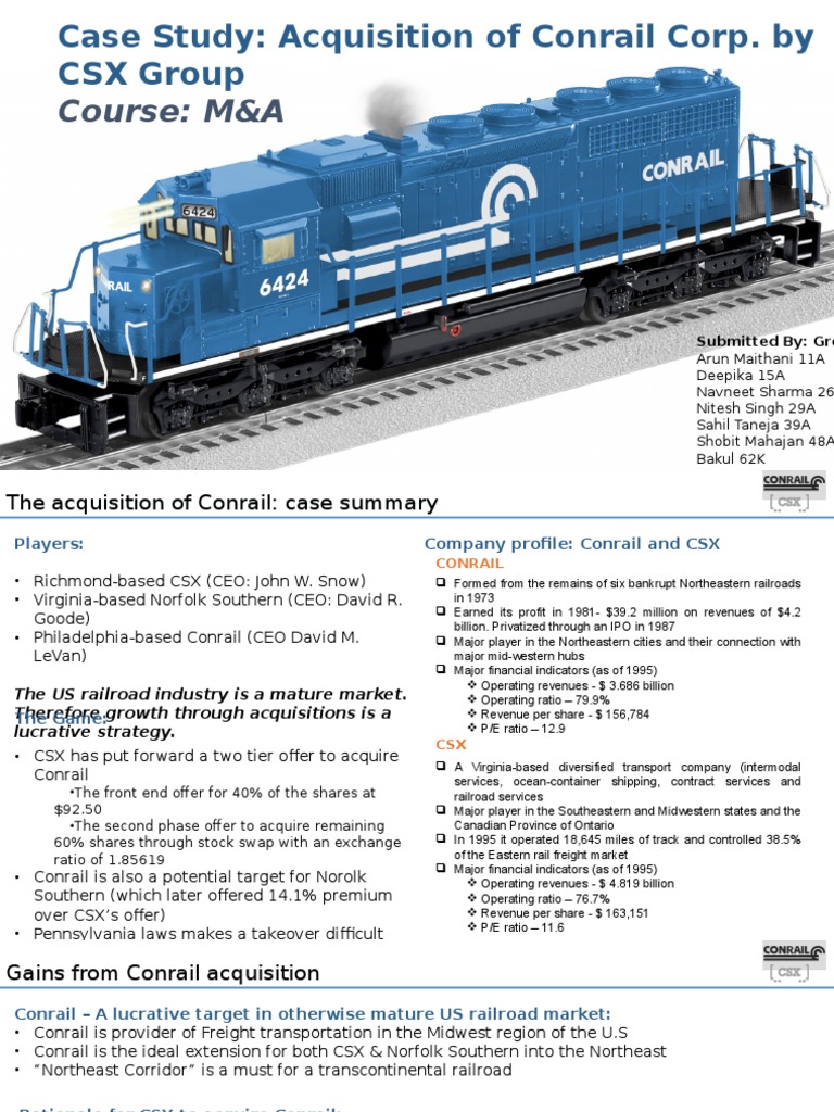 acquisition of consolidated rail corporation