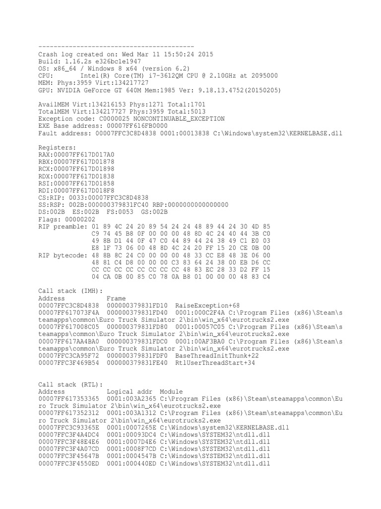 Game Crash | PDF | Computing Platforms | X86 Architecture