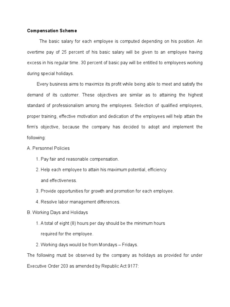 Proposed Monthly Compensation Scheme | PDF | Business
