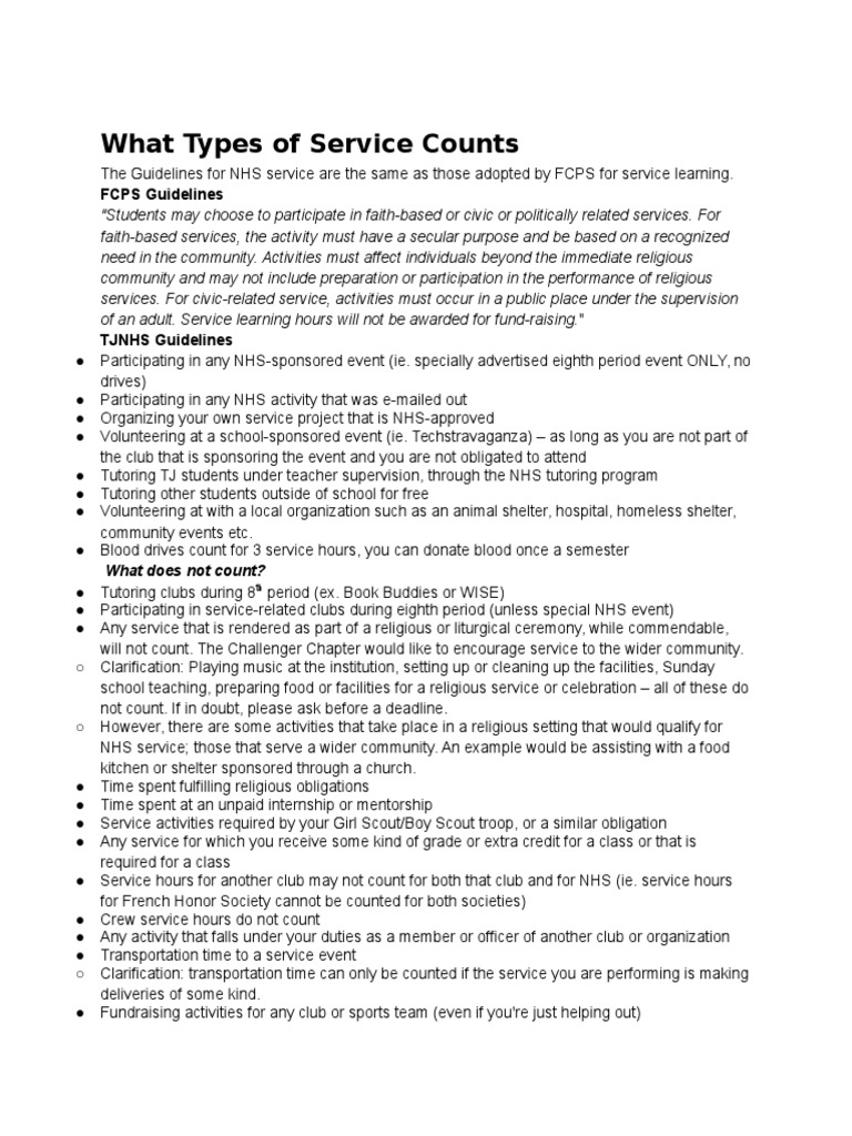 Defining Eligible Community Service Hours | PDF