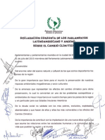 Declaración Conjunta Parlamento Latinoamericano y Parlamentoa Andino 