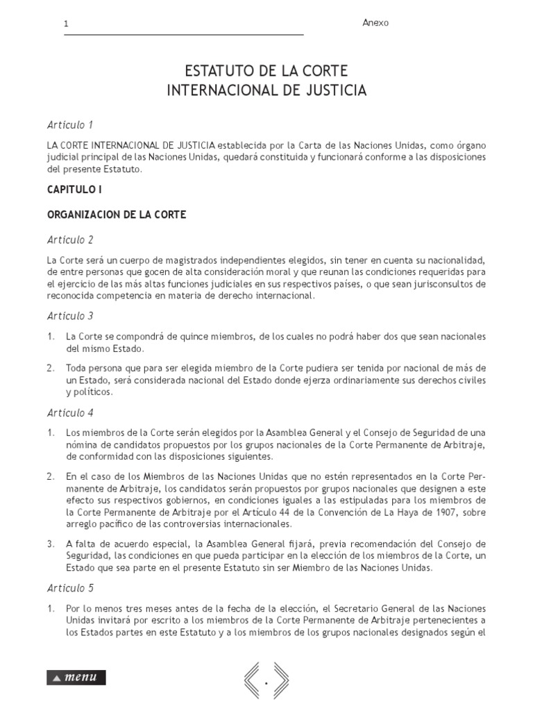 Estatutos Corte Internacional de Justicia Naciones