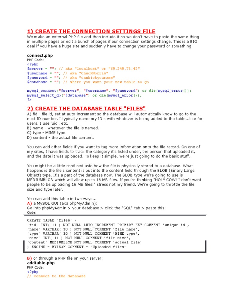 Create Connection PHP Code | PDF | Php | Databases