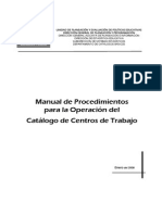 Manual de Procedimientos para La Operacion Del Catalogo de Centros de Trabajo