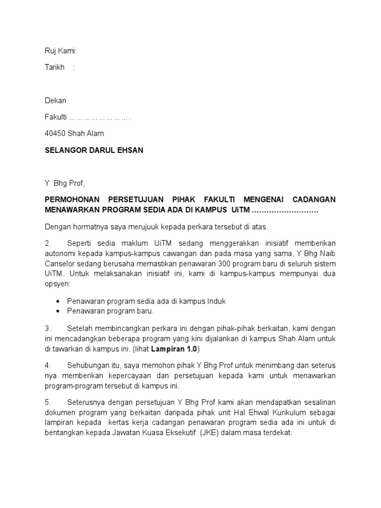 Cara Menulis Surat Memohon Kebenaran Pengetua Untuk Melaksanakan Program Pdf
