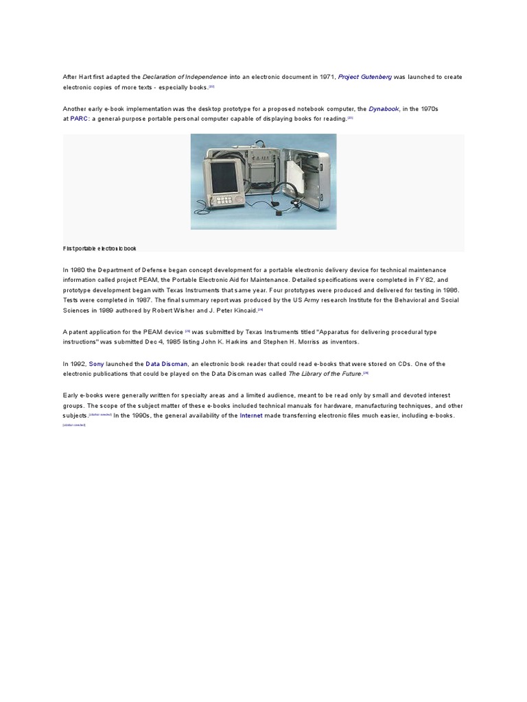 History of Early E-Books Development | PDF