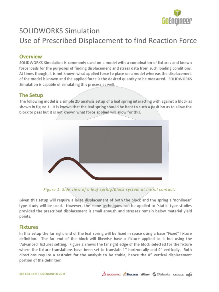Prescribed Displacement in SolidWorks Simulation | PDF | Force | Stress ...