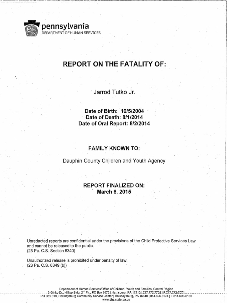 Jarrod Tutko Jr. Fatality Report | PDF | Child Protective Services ...