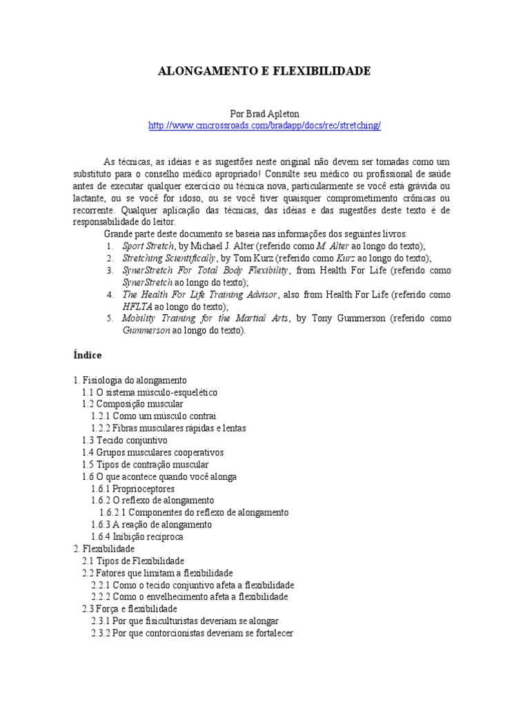 Técnicas de Alongamento e Flexibilidade | PDF | Flexibilidade (anatomia ...