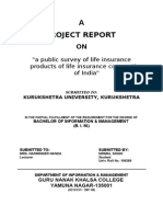 Project Report: "A Public Survey of Life Insurance Products of Life Insurance Corporation of India"
