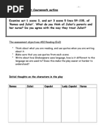 Romeo and Juliet Coursework Workbook Lower Ability