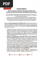 [Nota de Prensa] Sobre nuevo Director General de DDHH en MINJUS