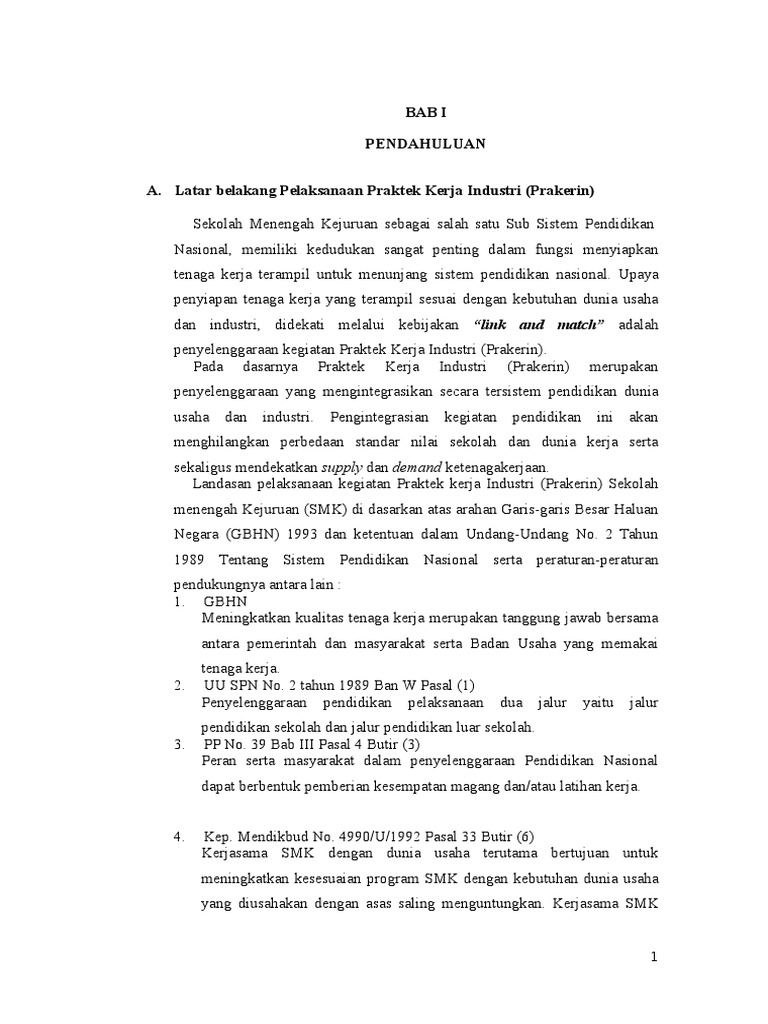 Contoh Laporan Praktek Kerja Industri Tkj