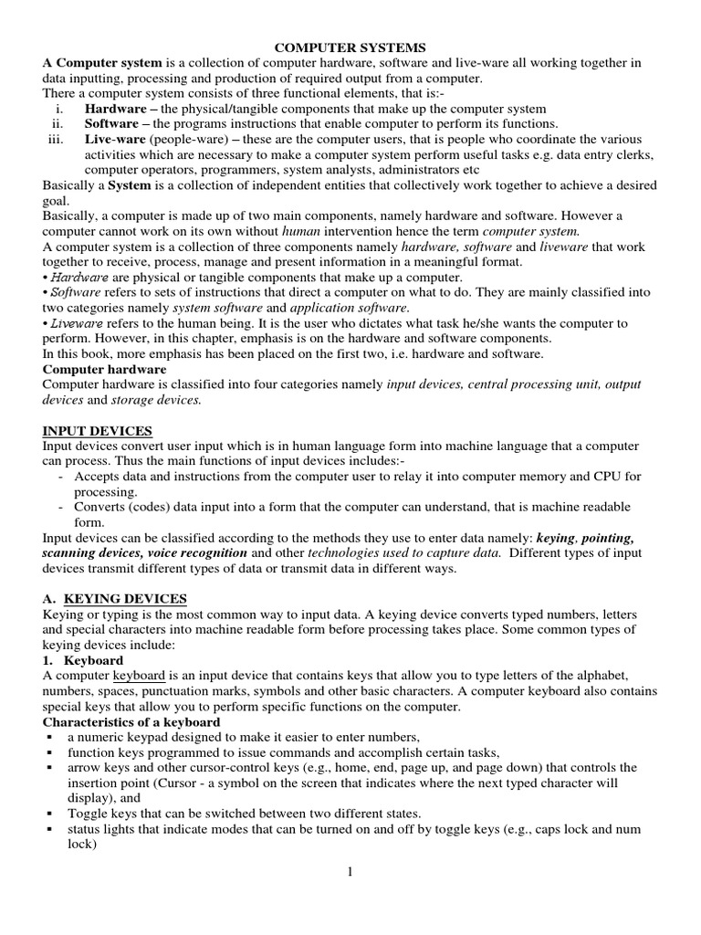 Input Devices Notes | PDF | Computer Keyboard | Image Scanner