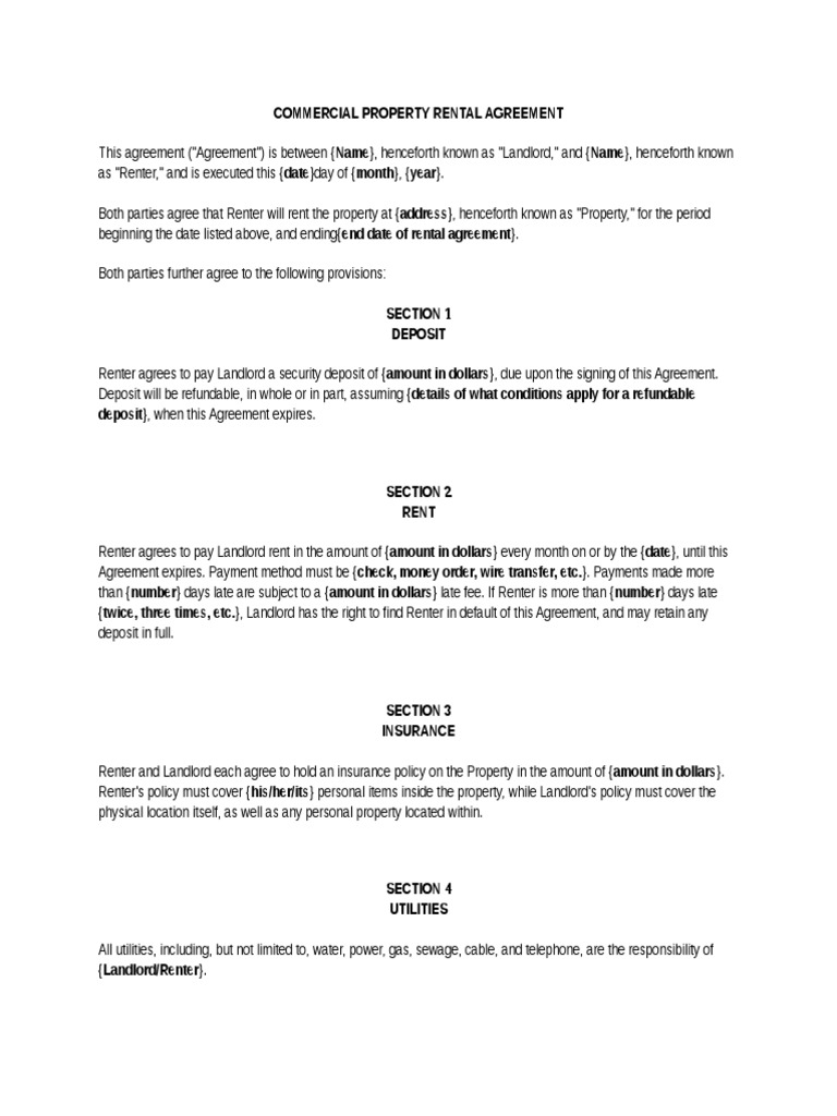 Commercial Property Rental Agreement | PDF | Lease | Renting