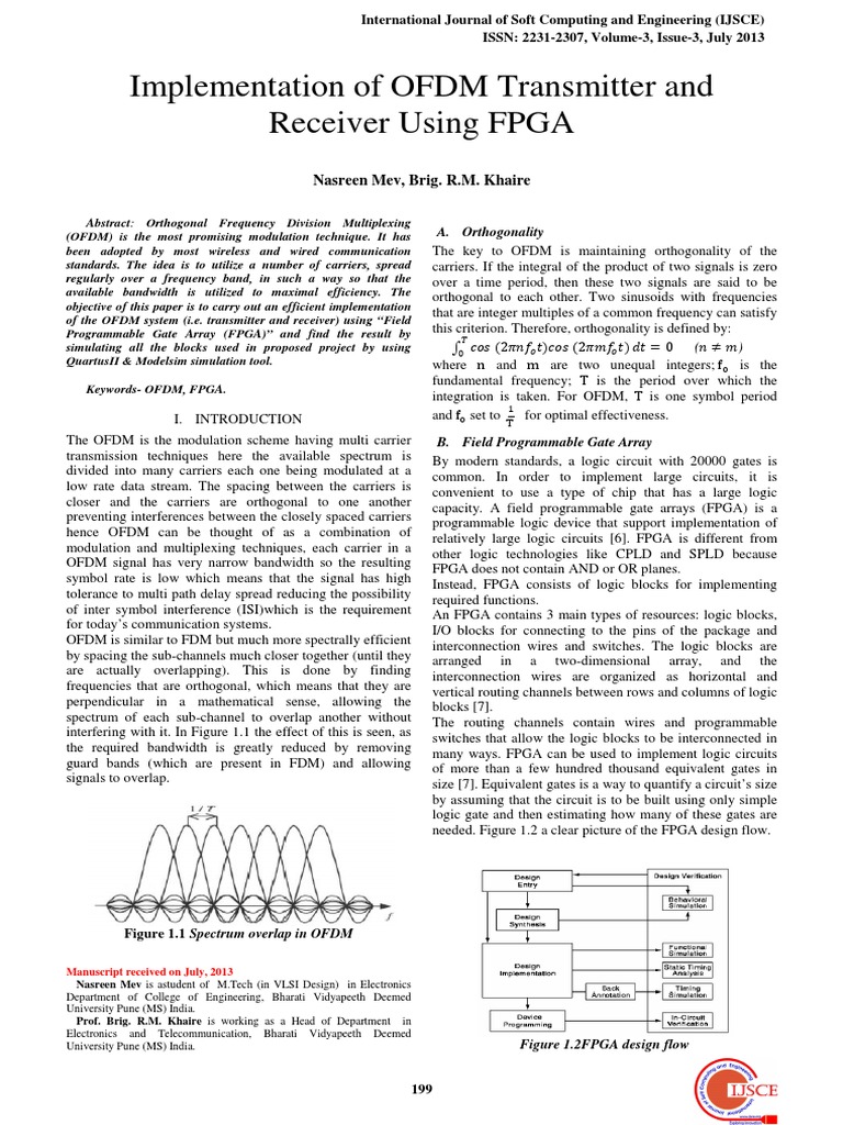Implementation of OFDM Transmitter and Receiver Using FPGA Nasreen Mev