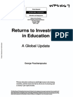 Global Update on Returns to Investment in Education