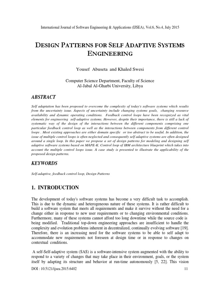 Design Patterns for Self-Adaptive Systems | PDF | Component Based ...