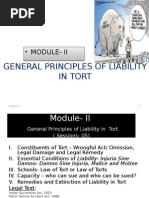 General Principles of Liability in Tort: - Module-Ii - Module - Ii