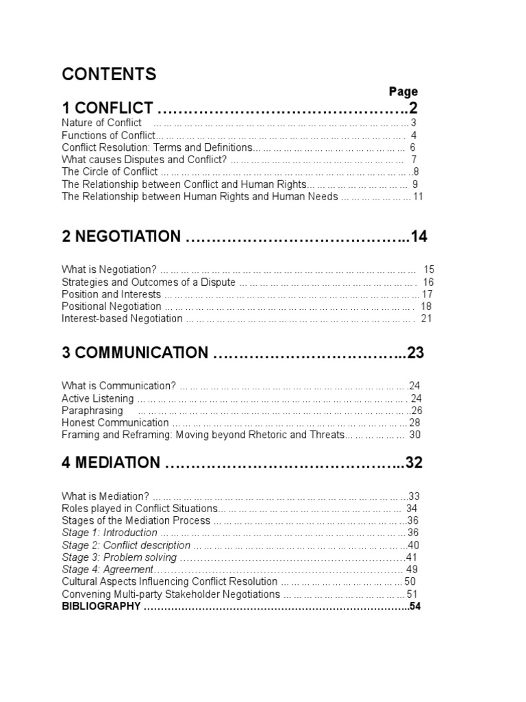1 Conflict .2: Bibliography ... 54 | PDF | Negotiation | Mediation