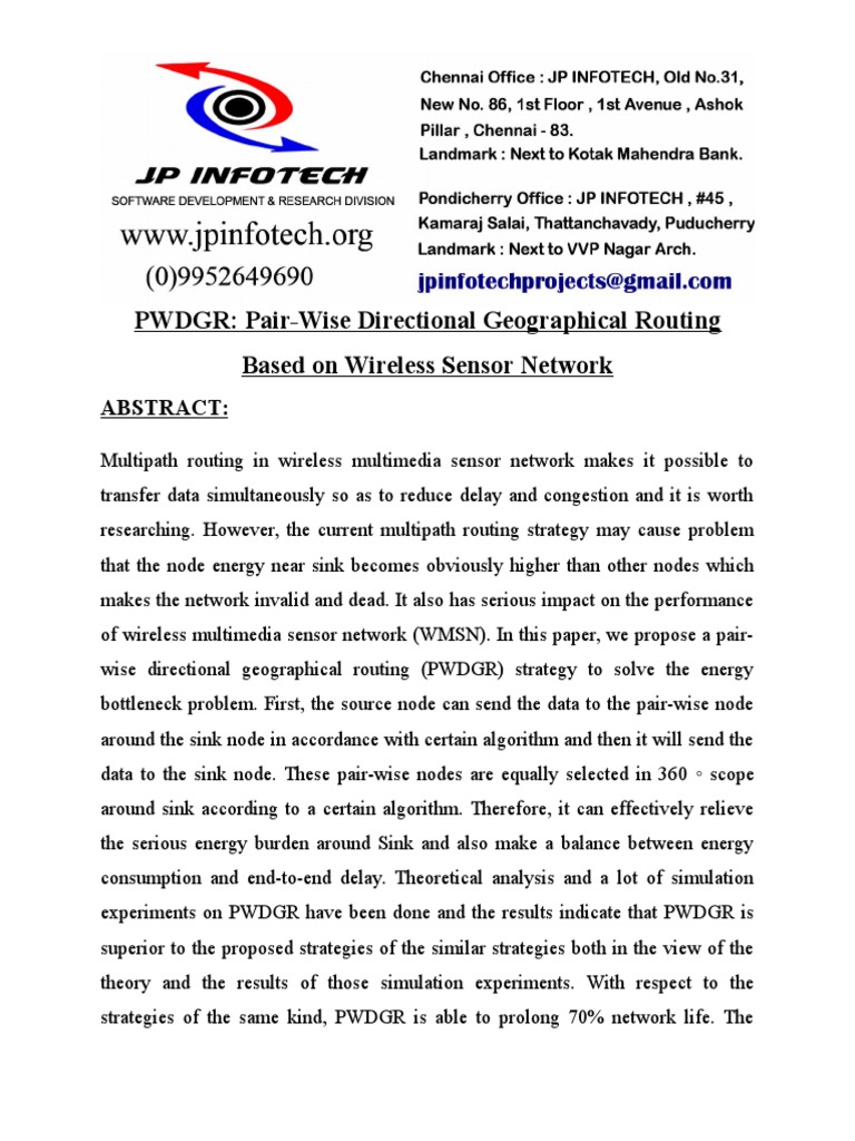PWDGR Pair-Wise Directional Geographical | PDF | Wireless Ad Hoc ...