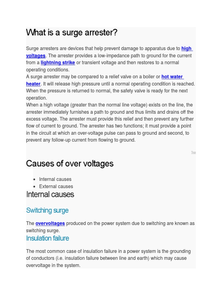 Surge Arresters Explained | PDF | Insulator (Electricity) | High Voltage