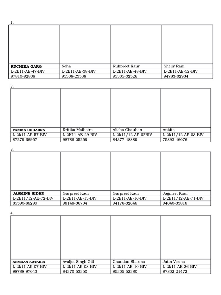 Student Names and IDs List | PDF