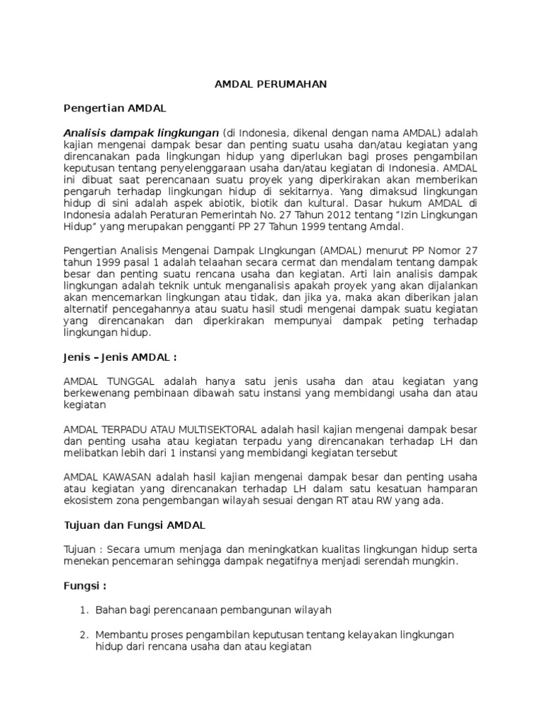 Amdal Perumahan Pdf