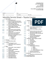 A Monthly Service Sheet Coaster