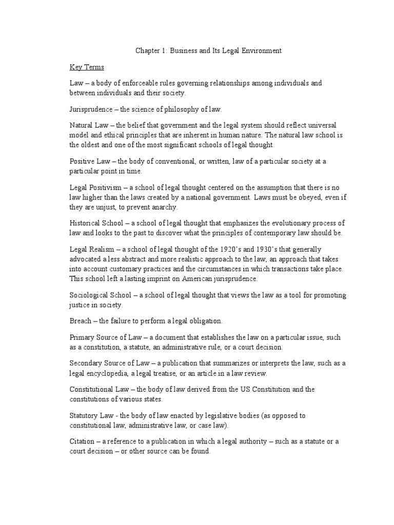 Chapter 1: Business and Its Legal Environment | PDF | Precedent ...