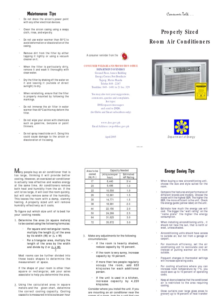DOE Aircon Tips PDF Heating, Ventilating, And Air Conditioning