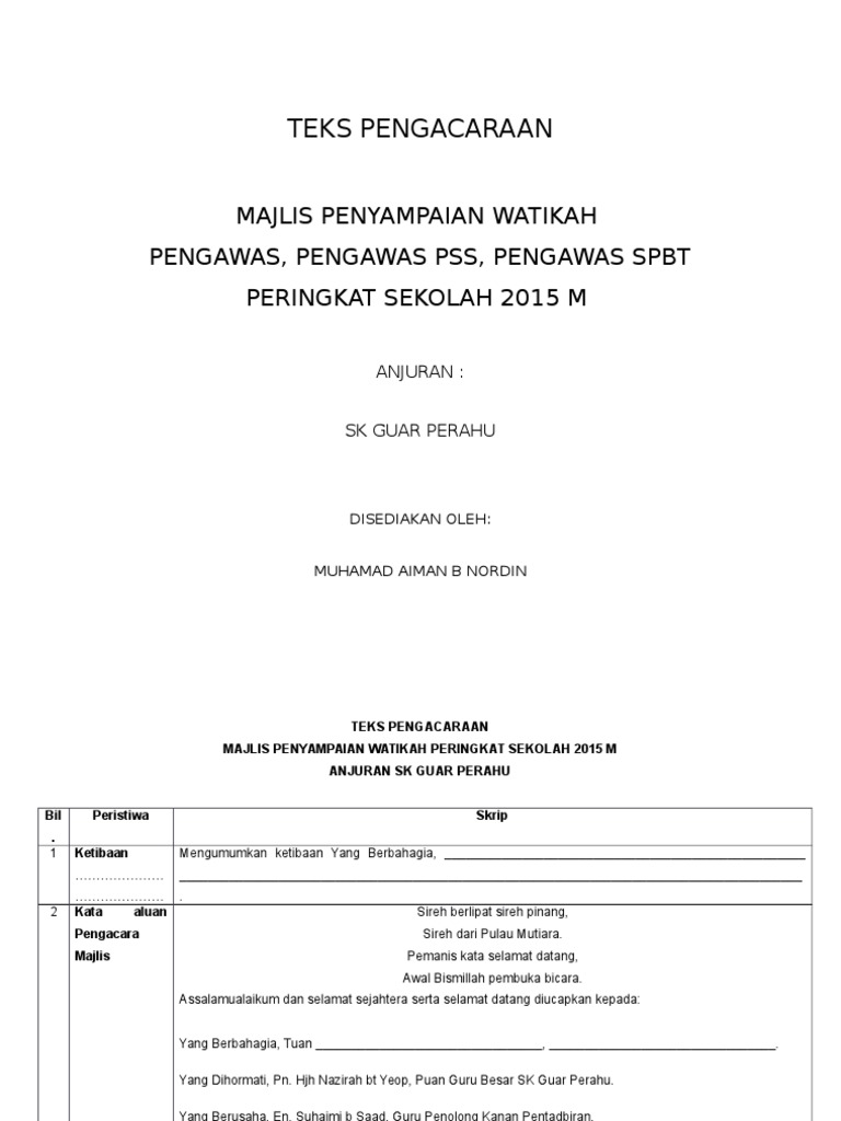 Teks Pengacara Majlis Watikah Pelantikan Pdf