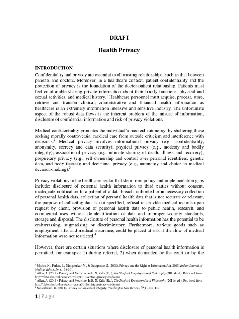 Health and Privacy PDF | PDF | Psychiatry | Privacy