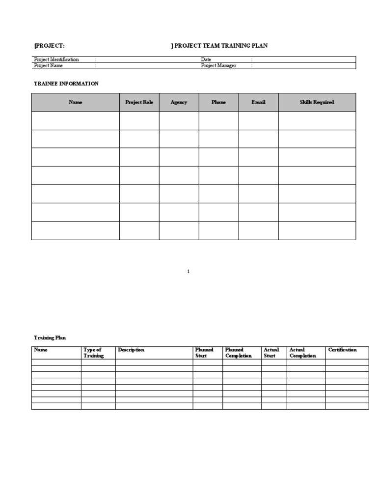Project Team Training Plan Guide | PDF