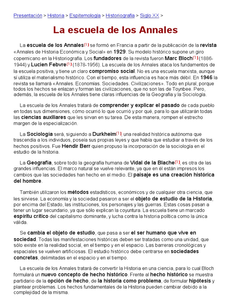 La escuela de los Annales.pdf Historiografía Ciencia