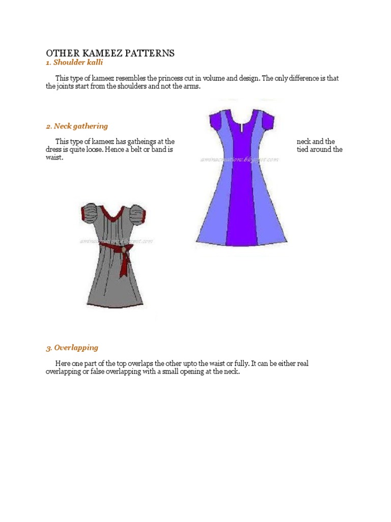 Unique Kameez Patterns Explained | PDF
