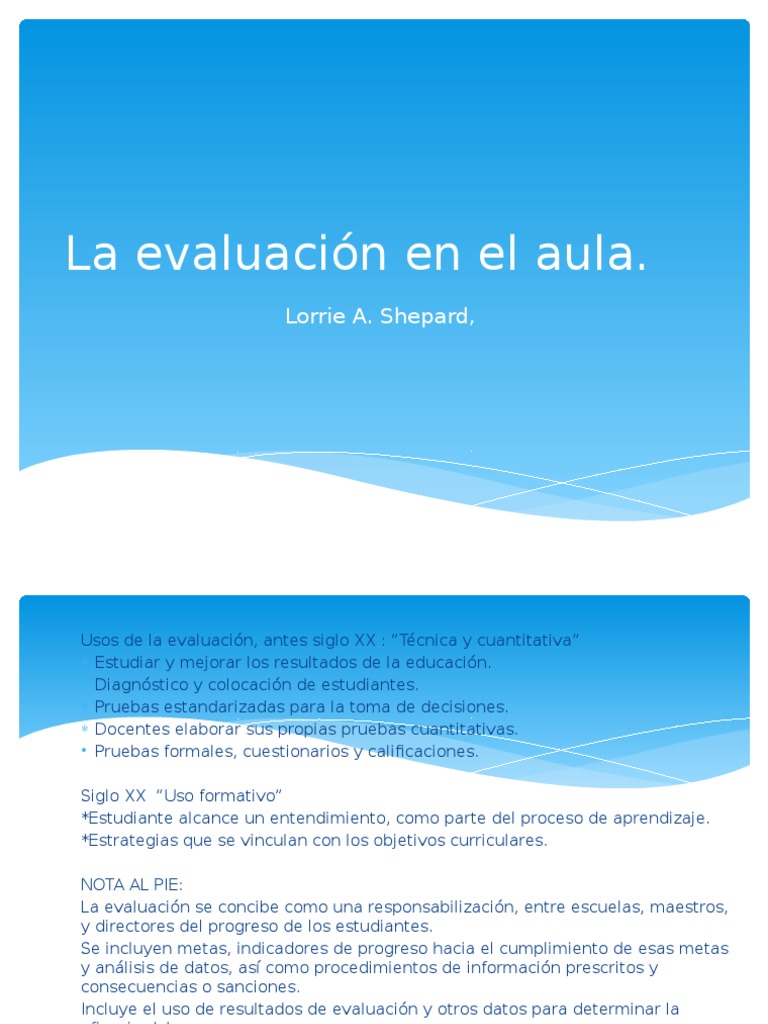 La Evaluación en El Aula | PDF | Aprendizaje | Evidencia