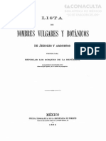 Lista de Nombres Vulgares y Botanicos de Árboles y Arbustos Propios para Repoblar Los Bosques de La Republica