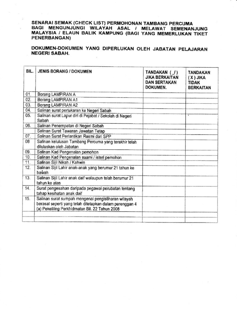 Borang Tambang Percuma Standard Jpn Sabah Pdf