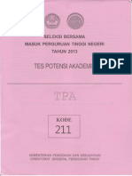 SBMPTN TPA 2013 (Kode Soal 211) PDF