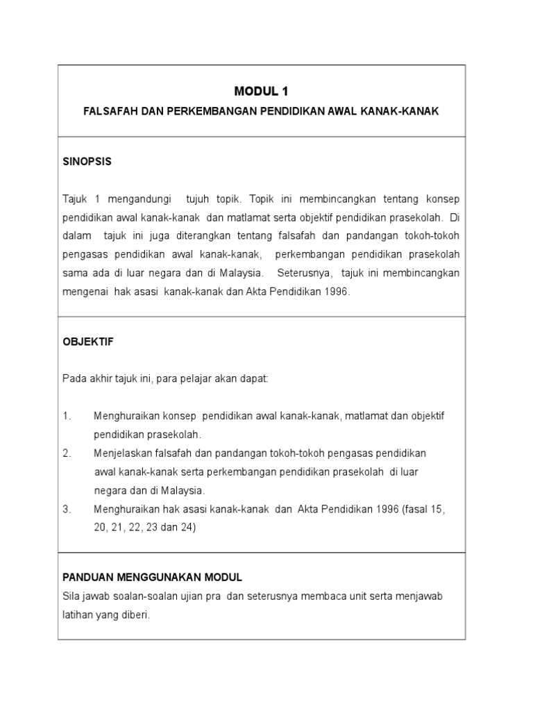 Modul 1 Falsafah Dan Perkembangan Pak Pdf