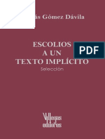 Gómez Dávila, Nicolás Escolios a Un Texto Implicito (Seleccion)