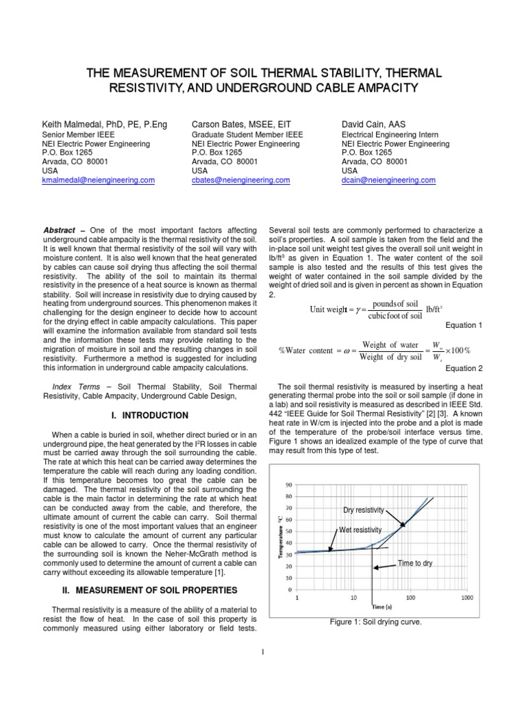 Soil Thermal Resistivity and Cable Ampacity | PDF | Heat Transfer ...