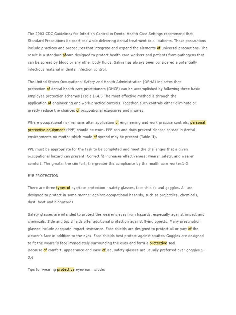 The 2003 CDC Guidelines for Infection Control in Dental Health Care