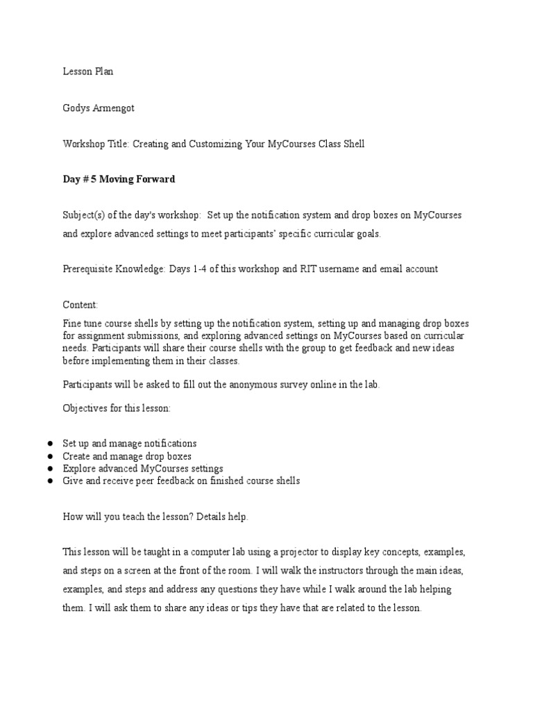 Day 5 Lessonplan | PDF | Career & Growth