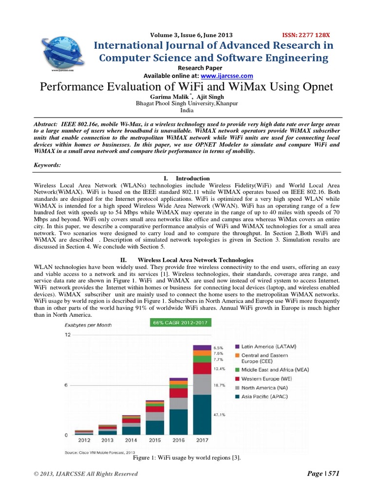 Performance Evaluation of WiFi and WiMax Using Opnet | PDF | Wi Max | Wi Fi