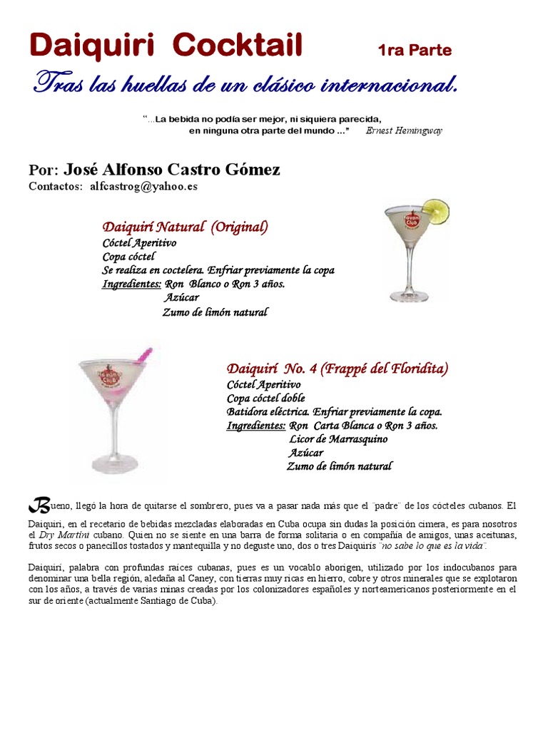 História Del Daiquiri I Parte PDF la Habana Cuba